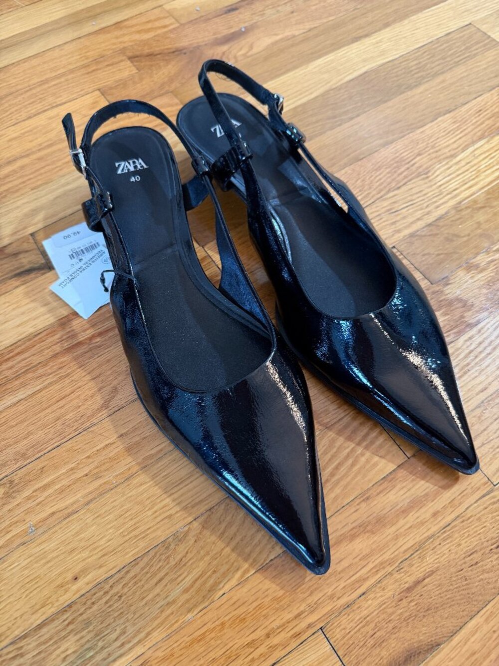 NWT Zara Patent Slingback Kitten Heel